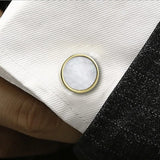 French Shirts Cufflinks Men's Formal Suit Accessories Round Seashell Cuff Links