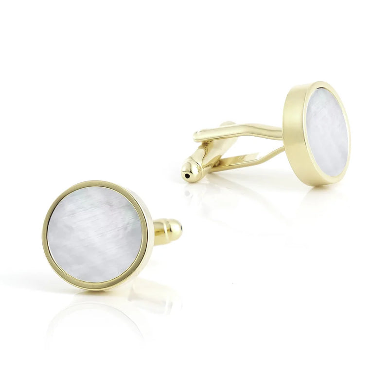 French Shirts Cufflinks Men's Formal Suit Accessories Round Seashell Cuff Links