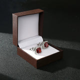 French Shirts Sleeve Buttons Square Tie Clip Cufflinks Suit Jewelry Box Display