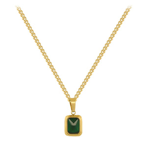 High Retro Green Titanium Steel Zircon Necklace