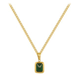 High Retro Green Titanium Steel Zircon Necklace