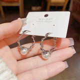 French Temperament Wave Pearl Ear Buckle Earrings