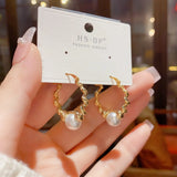 French Temperament Wave Pearl Ear Buckle Earrings