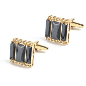 French Square Crystal Cufflinks Men's Business Dress Shirt Wedding Accessory