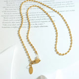 French Stainless Steel 18K Beaded Chain Pearl Charm Necklace