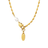 French Stainless Steel 18K Beaded Chain Pearl Charm Necklace