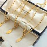 French Stainless Steel 18K Beaded Chain Pearl Charm Necklace