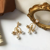 French Statement Palace Bird In Cage Clip on Earrings Vintage Baroque Pearl