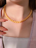 French Vintage Fritillaria Pearl Collar Chain Necklace