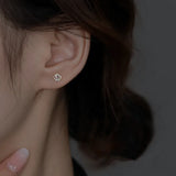 French Rose Flower Stud Earrings Sweet Romantic Piercing Jewelry