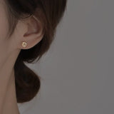 French Rose Flower Stud Earrings Sweet Romantic Piercing Jewelry