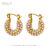 French Style Baroque Pearl U-Shape Hoop Earring