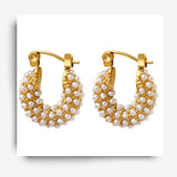 French Style Baroque Pearl U-Shape Hoop Earring