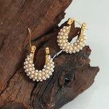 French Style Baroque Pearl U-Shape Hoop Earring