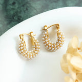 French Style Baroque Pearl U-Shape Hoop Earring