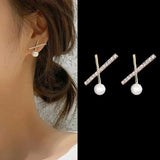 French Style Geometry Pearl Earrings Letter X Sweet Pearl Earrings