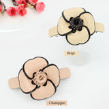 French Cellulose Acetate Hair Barrette Clip - Camellia Flower Accessory