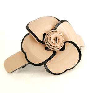 French Cellulose Acetate Hair Barrette Clip - Camellia Flower Accessory
