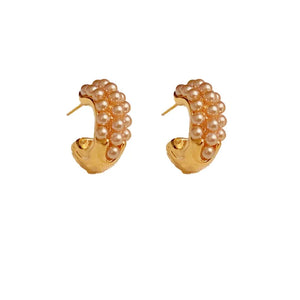 French Temperament Pearl C Earrings