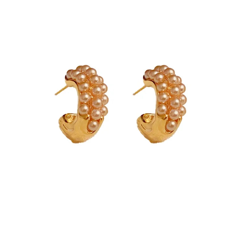 French Temperament Pearl C Earrings