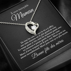 French To My Amazing Mom Heart Chain Necklace Women Girl Pendant Jewelry