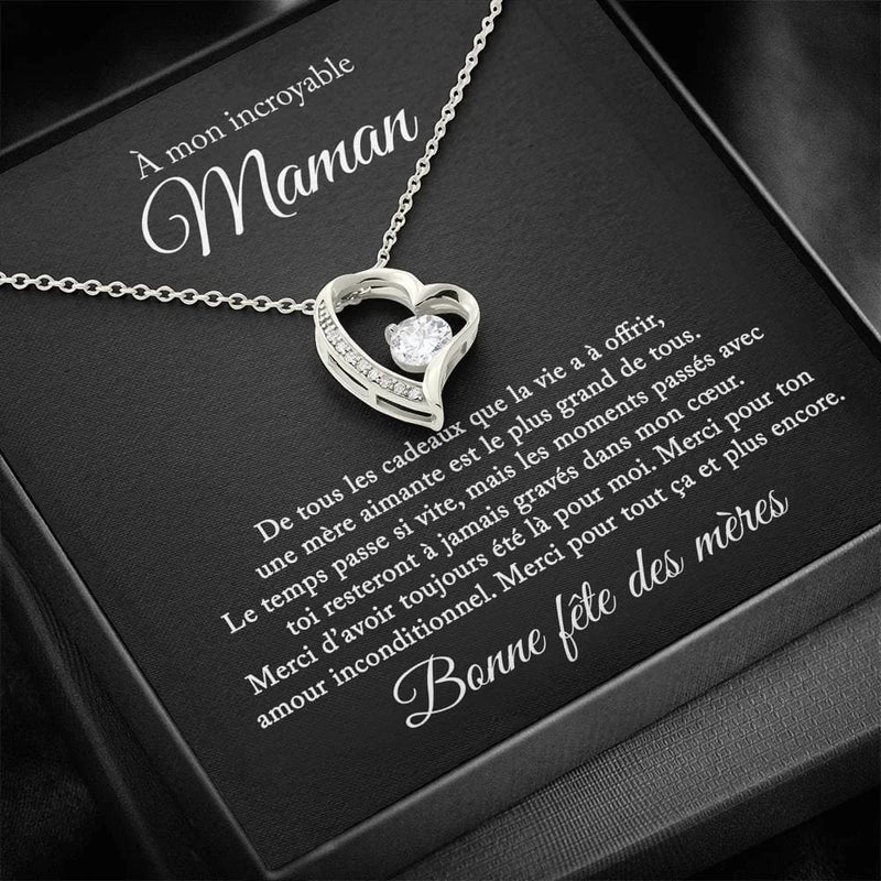 French To My Amazing Mom Heart Chain Necklace Women Girl Pendant Jewelry