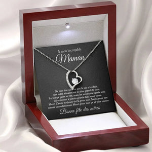 French To My Amazing Mom Heart Chain Necklace Women Girl Pendant Jewelry