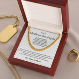 French To My Dad Gift Father Daughter Stainless Steel Cuban Chain
