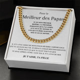 French To My Dad Gift Father Daughter Stainless Steel Cuban Chain