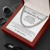 French To My Dad Gift Father Daughter Stainless Steel Cuban Chain