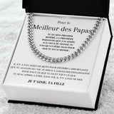 French To My Dad Gift Father Daughter Stainless Steel Cuban Chain