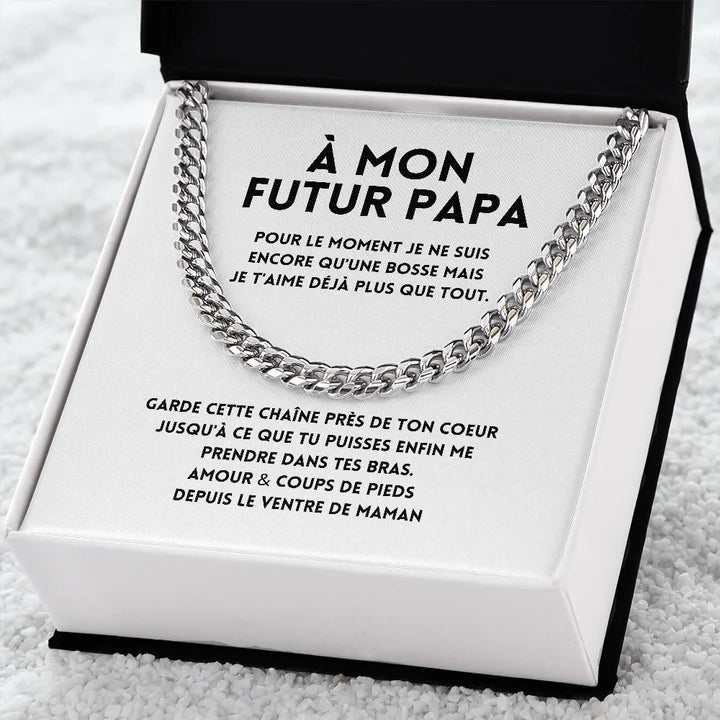 Collier chau00eene cubaine en acier inoxydable pour papa