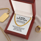 Collier cha&icirc;ne cubaine en acier inoxydable pour papa