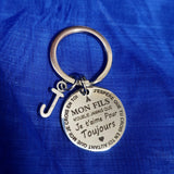 French To My Son Daughter I Love You Forever Inspirational Gift Keychain