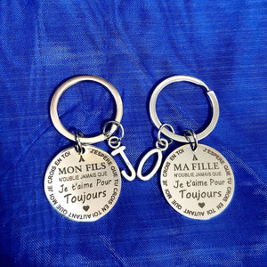 French To My Son Daughter I Love You Forever Inspirational Gift Keychain