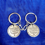 French To My Son Daughter I Love You Forever Inspirational Gift Keychain