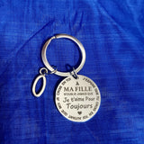 French To My Son Daughter I Love You Forever Inspirational Gift Keychain