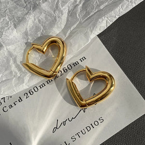 French Brass 18K Love Heart Earrings High-End Jewelry