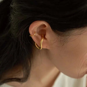 French Ear Clip Silver Metal Geometric Irregular Ear Cuff