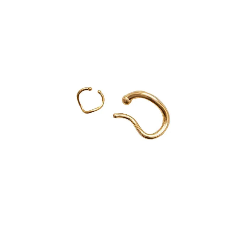French Ear Clip Silver Metal Geometric Irregular Ear Cuff