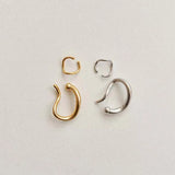 French Ear Clip Silver Metal Geometric Irregular Ear Cuff