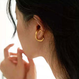 French Ear Clip Silver Metal Geometric Irregular Ear Cuff