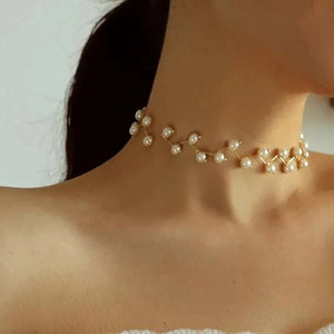 French Pearl Neckchain Women Choker Pendant Necklace Heart Jewelry Collar