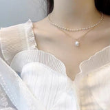 French Pearl Neckchain Women Choker Pendant Necklace Heart Jewelry Collar