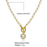 French Pearl Neckchain Women Choker Pendant Necklace Heart Jewelry Collar
