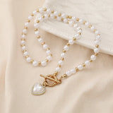 French Pearl Neckchain Women Choker Pendant Necklace Heart Jewelry Collar