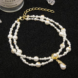 French Vintage Pearl Necklace Water Drop Pendant Choker