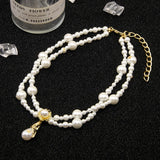 French Vintage Pearl Necklace Water Drop Pendant Choker