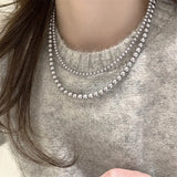 French Vintage Grey Pearls Necklace Women Choker Party Jewelry