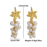 French Vintage Pearl Grape Earrings Studs Women Wedding Party Jewelry Gift